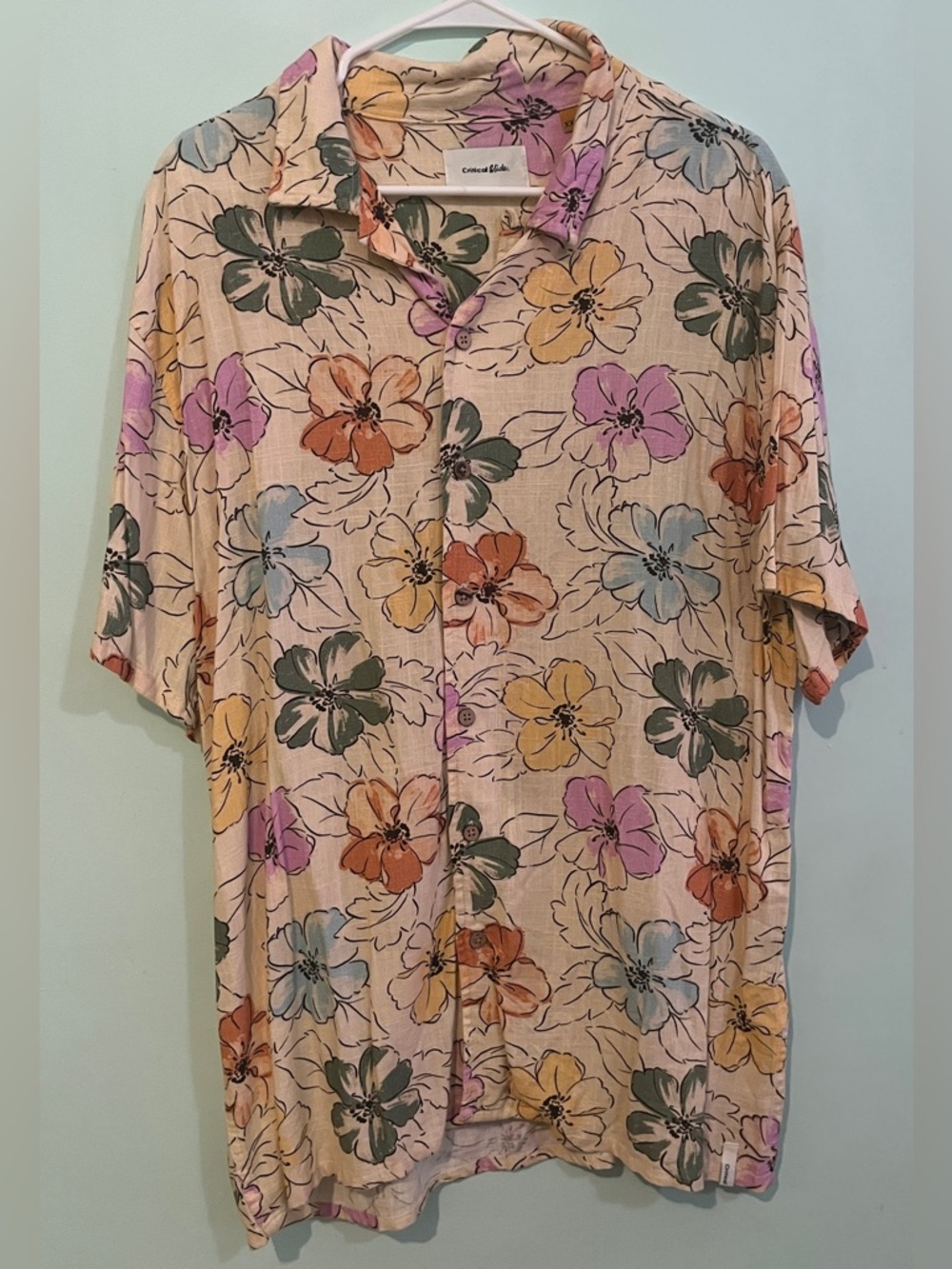 TCSS Critical Slide Society Hawaiian Floral Button Down Short Sleeve Linen Shirt